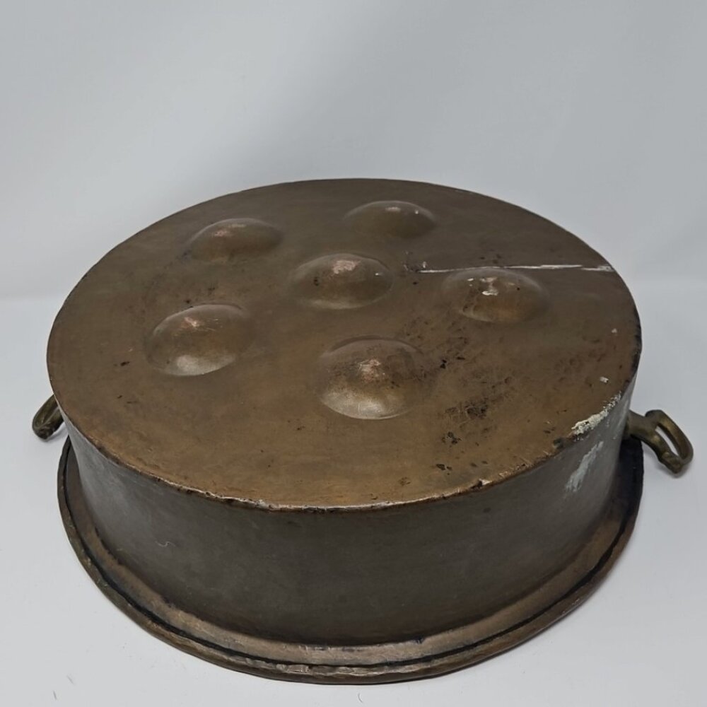 Antique Hand Hammered Copper Abskelivar Pan Egg Escargot Pancakes 18th C X Large